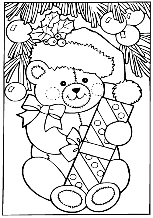 Free Christmas Coloring Page Christmas Bear